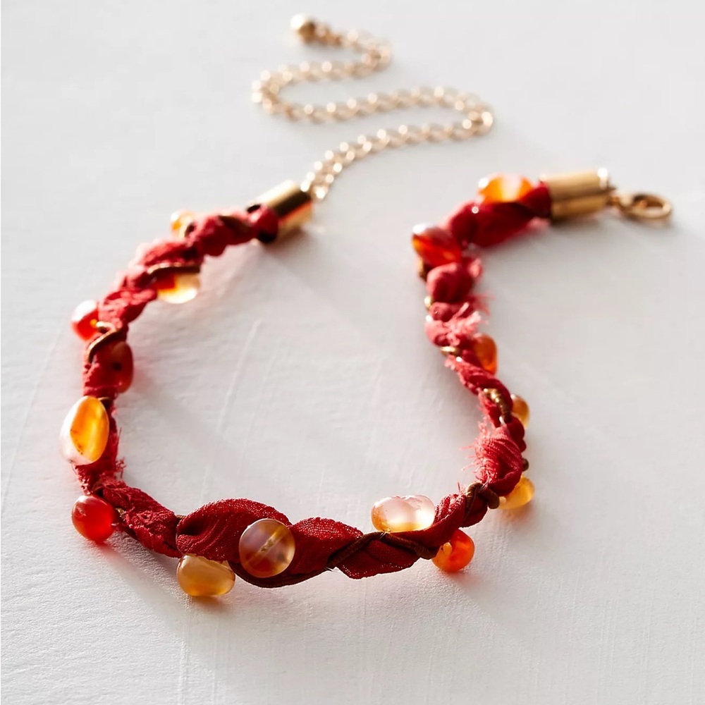 NWT Free people Nina Choker Elegant Red Beaded Necklace